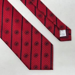 AIR CANADA UNISYNC SILK BLEND TIE RED BLACK STRIPE SATIN TEXTURED 3" X 58"